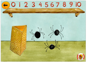 Hur många spindlar finns det i burken? Klicka på rätt siffra.